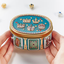 Load image into Gallery viewer, Cat and Crown Tin with Miniature Crown Magnet